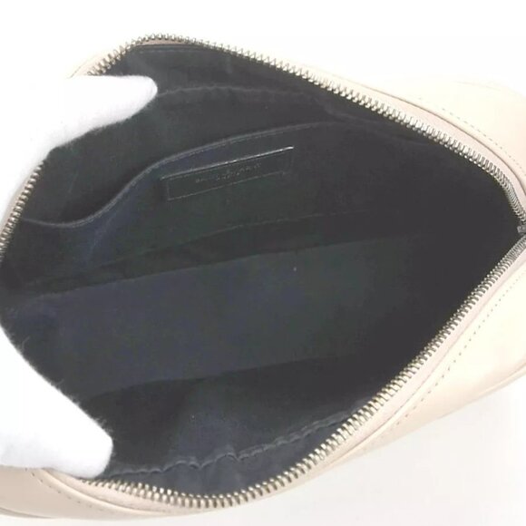 Auth SAINT LAURENT Lou Crossbody Shoulder Bag Beige Leather/Silvertone authentic - Picture 13 of 16